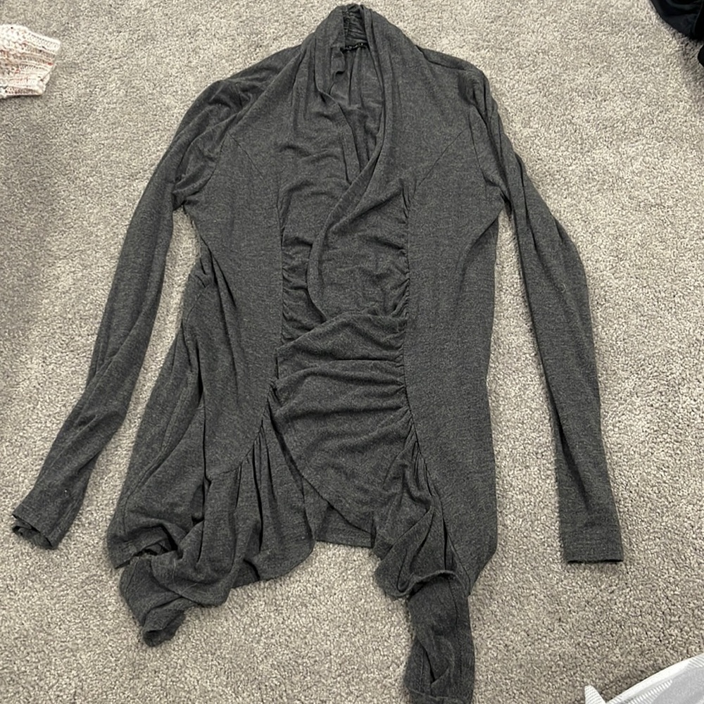 grey cardigan